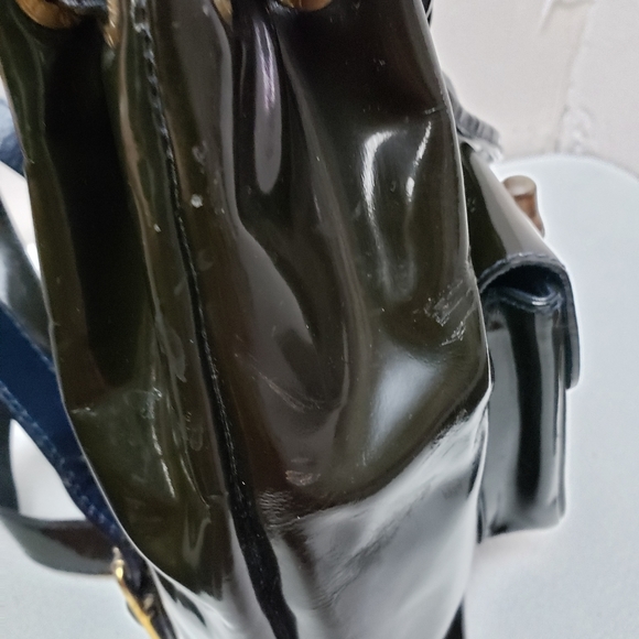 Authentic GUCCI Bamboo Backpack Enamel Black - Picture 2 of 14